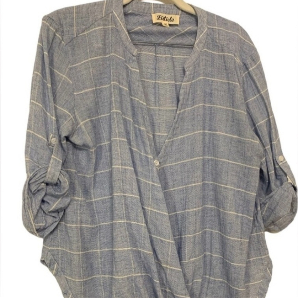 Listicle Blue Plaid Blouse